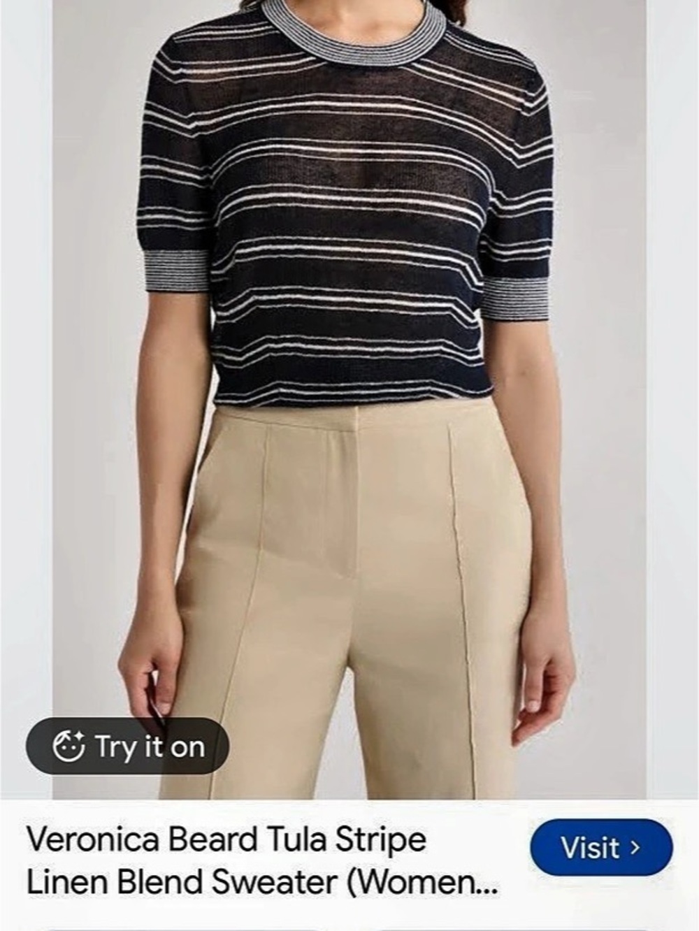 Veronica Beard Tula Stripe Linen Blend Sweater Striped Linen Blend Sweater small